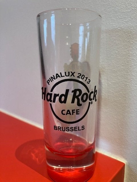 Hard Rock Cafe Brussels 3 verschillende shot glazen, Ophalen of Verzenden, Zo goed als nieuw, Borrel- of Shotglas