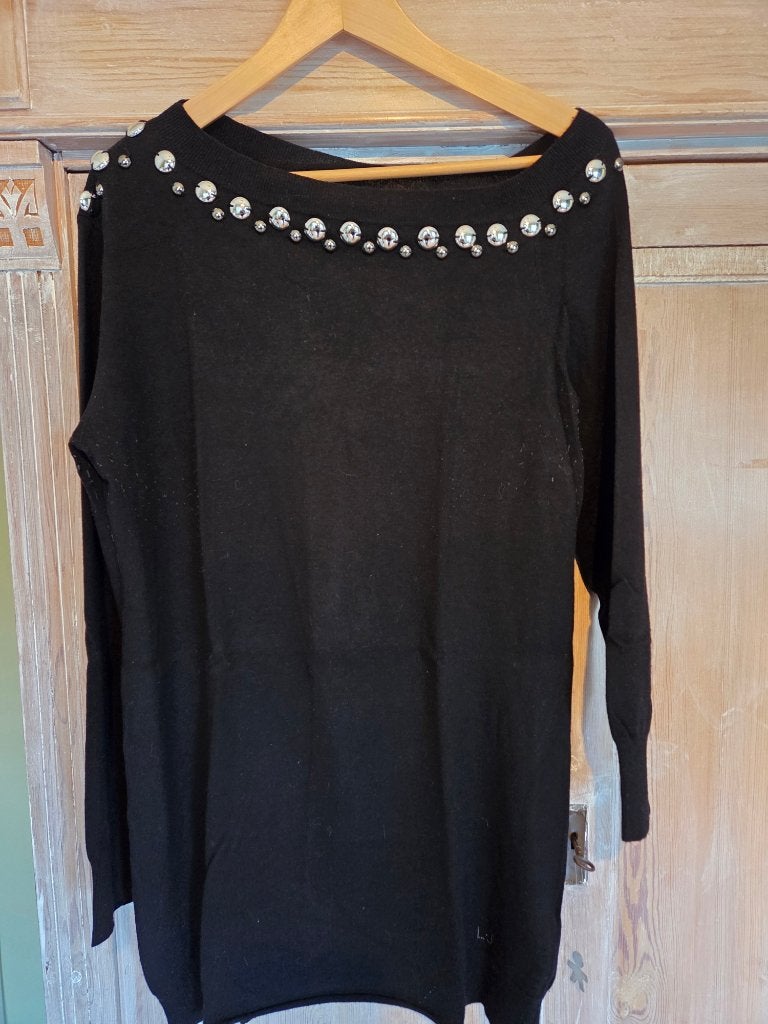Liu Jo lange trui off shoulder met studs maat XL, Liu Jo, Zwart, Maat 42/44 (L), Ophalen of Verzenden