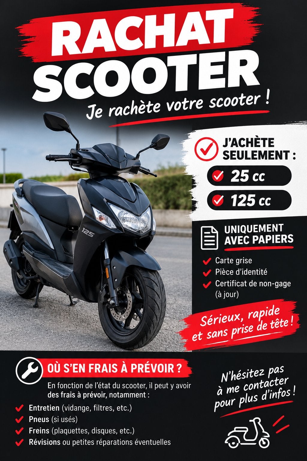 Rachat scooter classe A // 125cc, Motos, Enlèvement