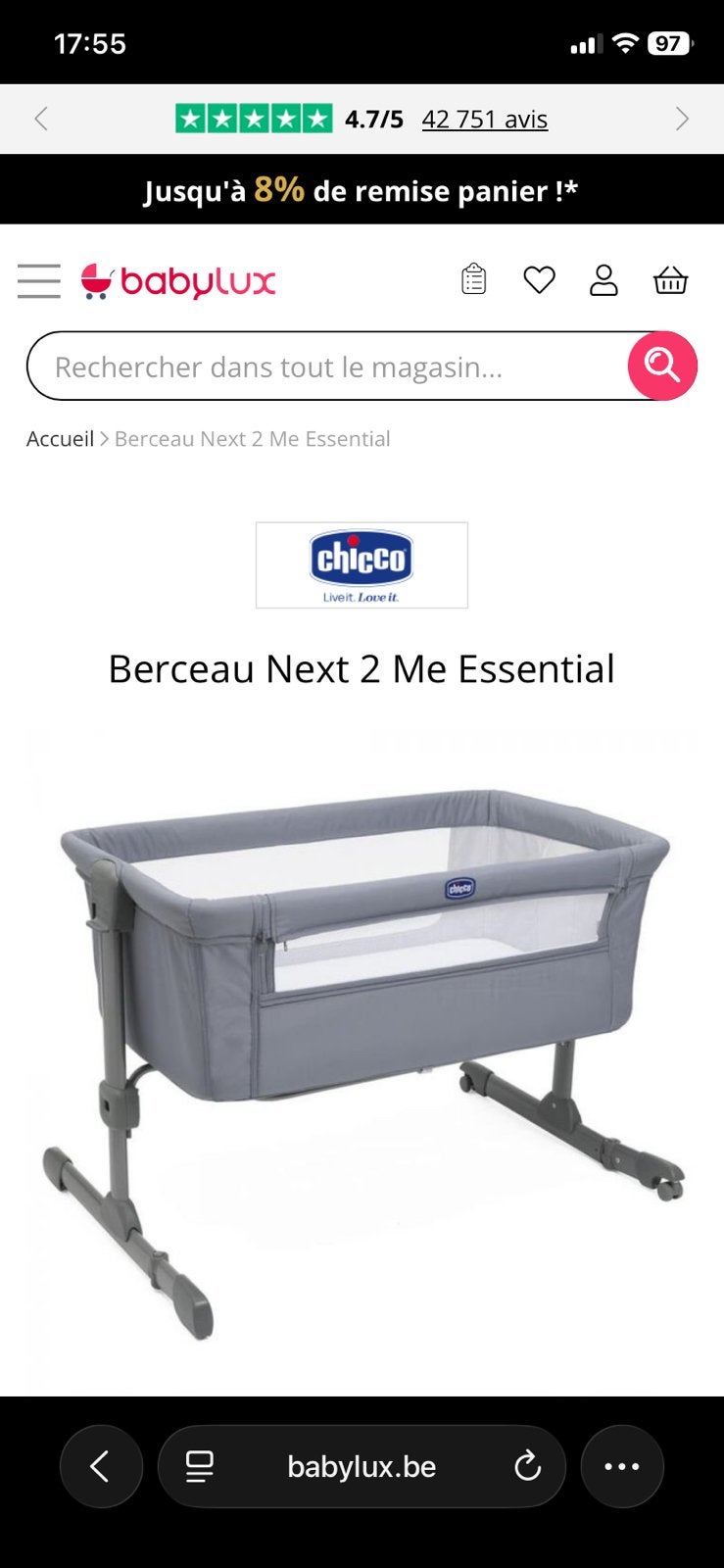 Lit pour bebe chicco, Ophalen, Zo goed als nieuw, Ledikant