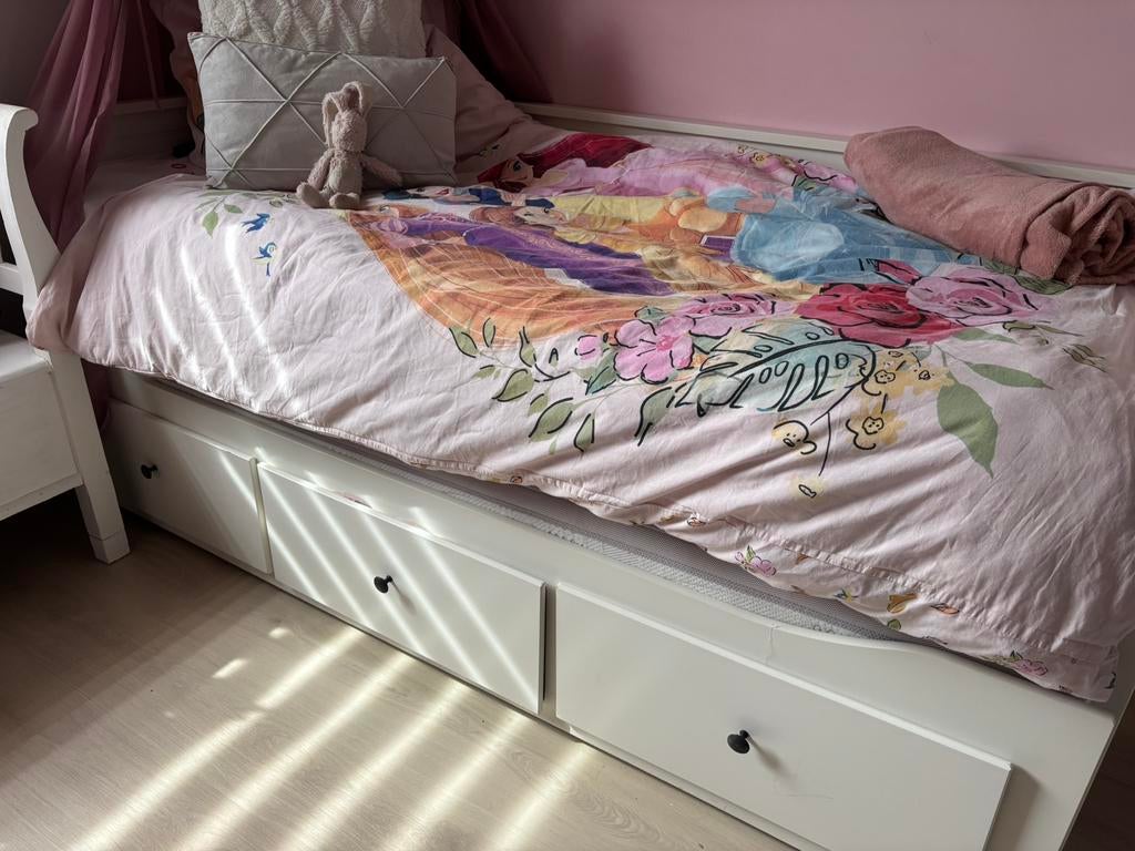 2 HEMNES Bedbanken met 3 lades/wit, 80x200 cm, Huis en Inrichting, Ophalen, Zo goed als nieuw