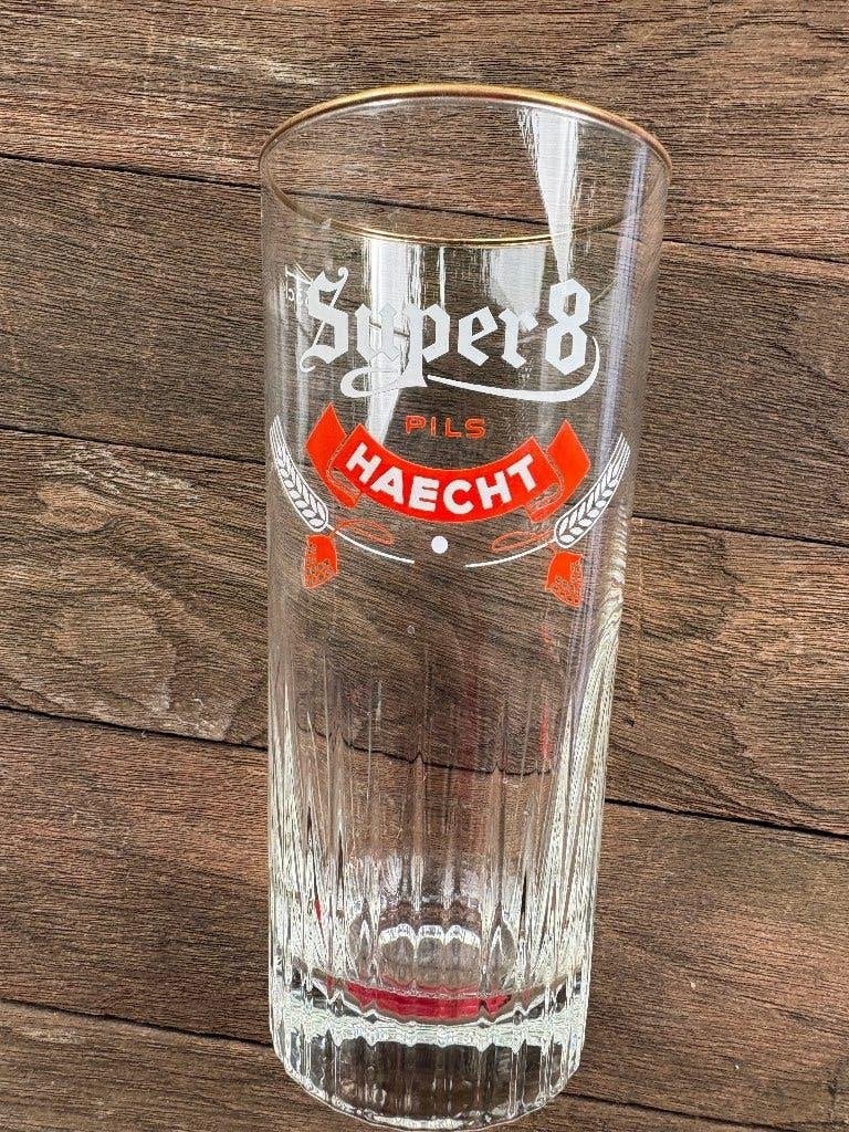 Super 8 Pils Haacht - ribbel 33 cl, Verzamelen, Biermerken, Ophalen of Verzenden, Gebruikt, Glas of Glazen, Overige merken