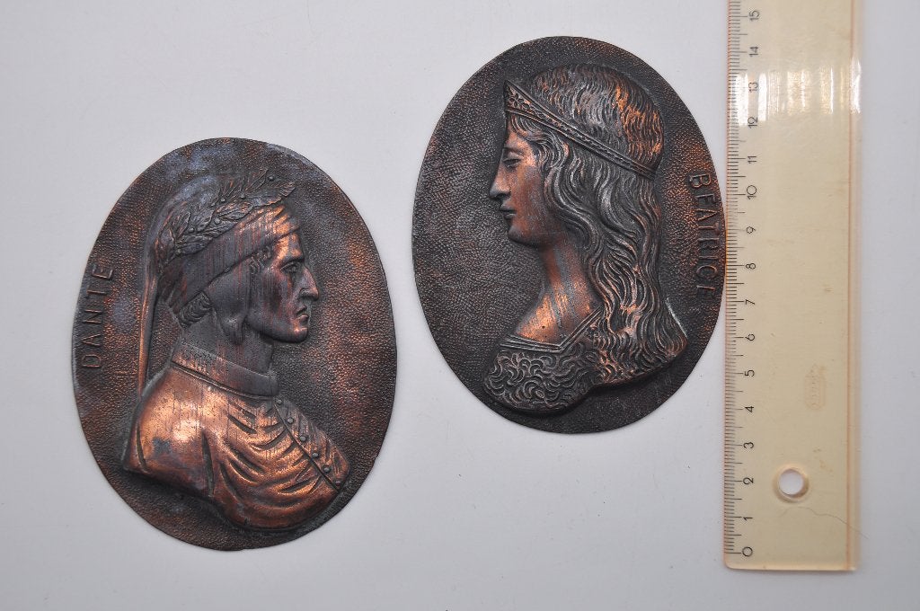 Medaillons - Dante en Beatrice, Antiek en Kunst, Ophalen of Verzenden