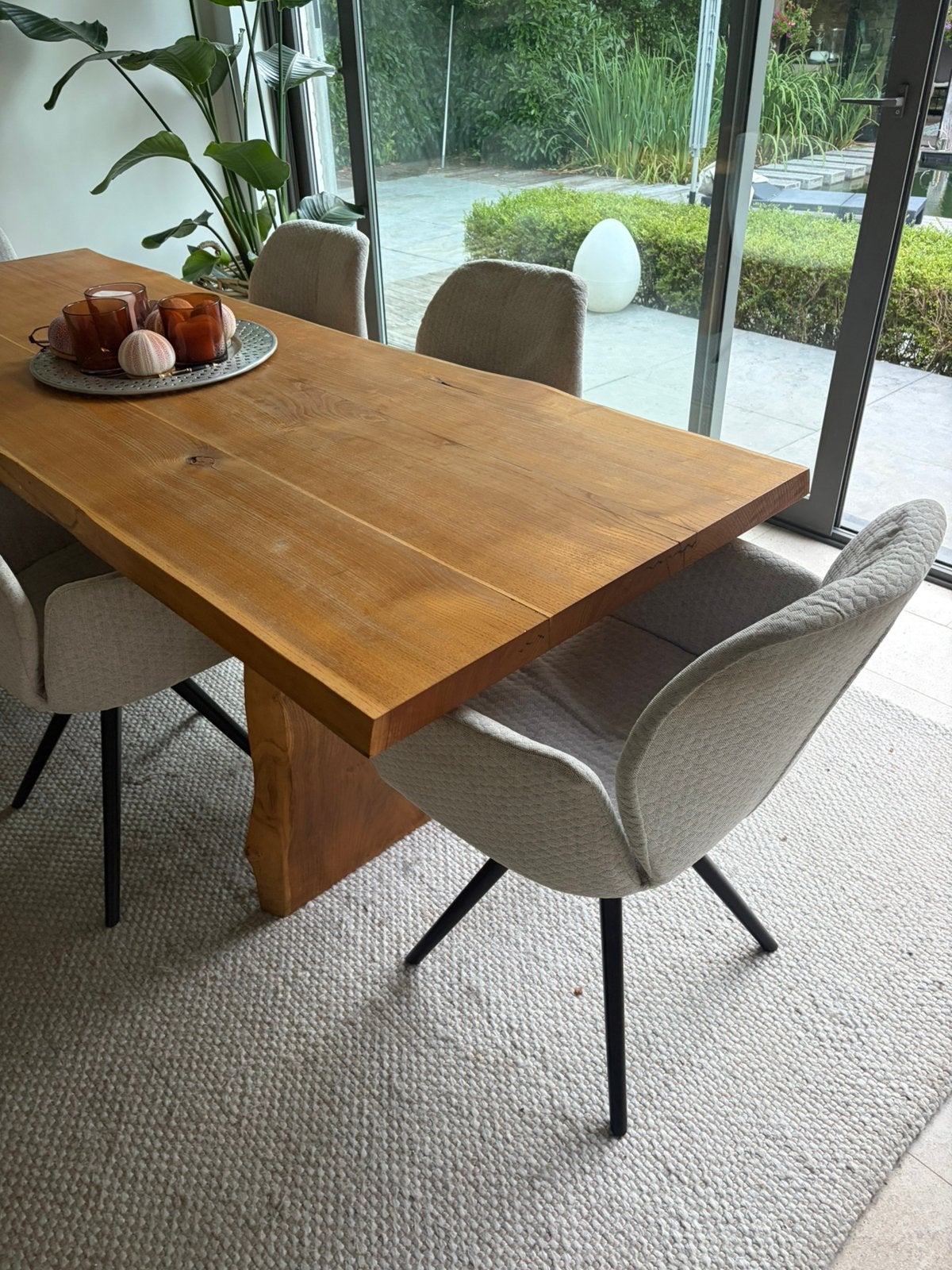 6 eetstoelen Abitare stof lichtgrijs, Huis en Inrichting, Ophalen, Gebruikt, Tijdloos, Vijf, Zes of meer stoelen