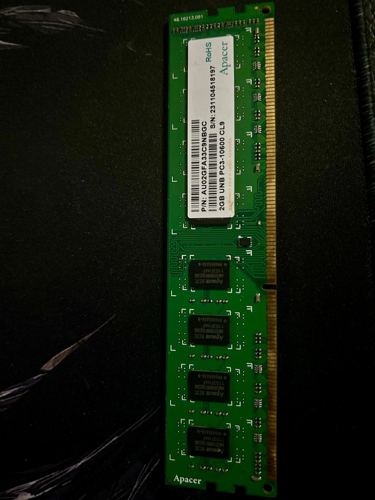 Apacer 2GB DDR3 RAM UNB PC3-10600 CL9, Enlèvement ou Envoi, Comme neuf, DDR3