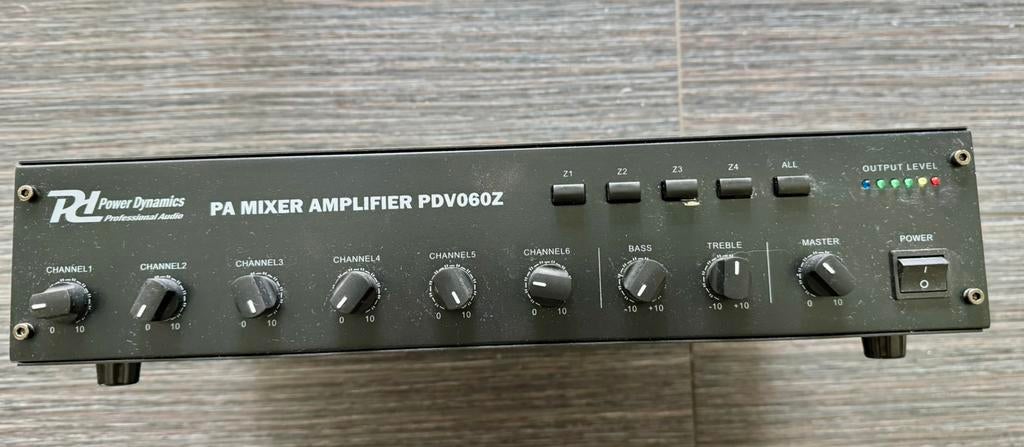 Power Dynamics PDV060Z 60W PA-mixer versterker met vier apar, Audio, Tv en Foto, Versterkers en Ontvangers, Ophalen of Verzenden