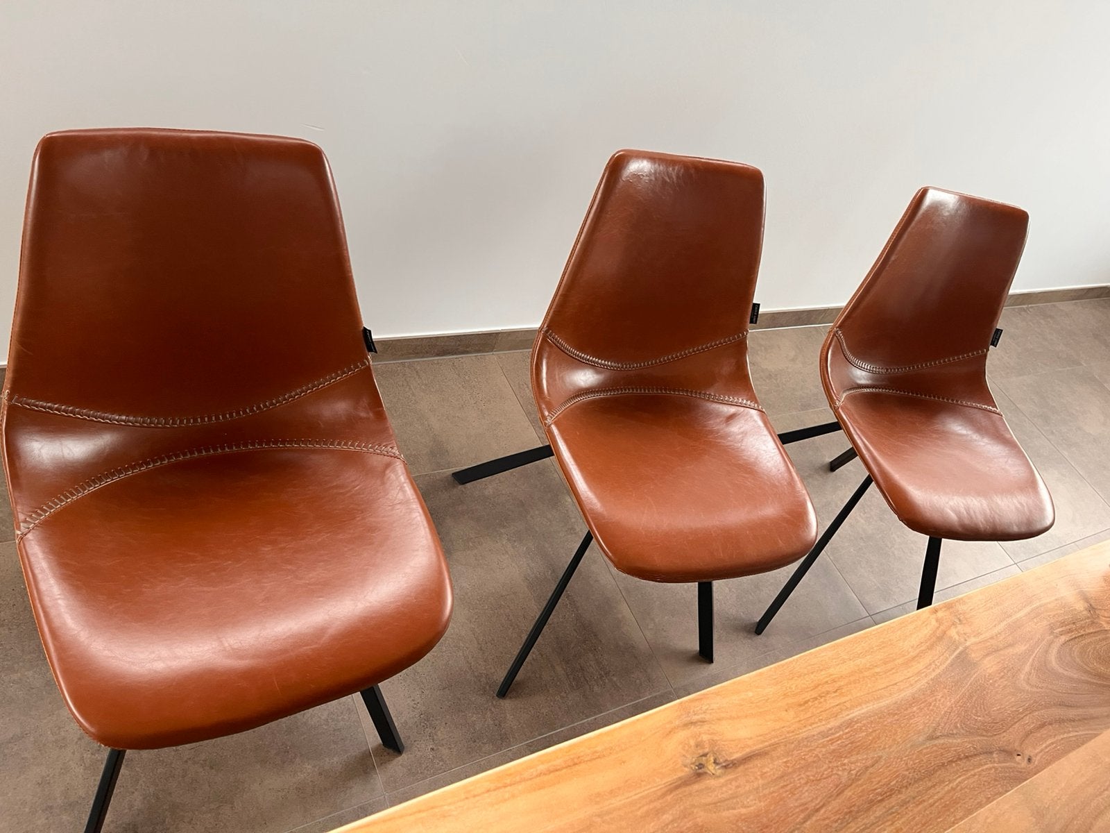 6 cognackleurige eetkamerstoelen, Huis en Inrichting, Ophalen, Gebruikt, Overige kleuren, Vijf, Zes of meer stoelen