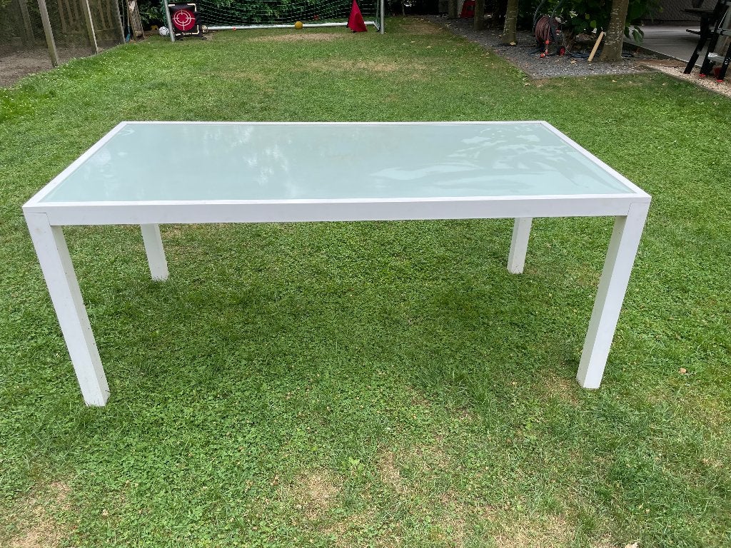 Tuintafel + 6 stoelen, Tuin en Terras, Tuintafels, Ophalen, Gebruikt, Rechthoekig, Aluminium