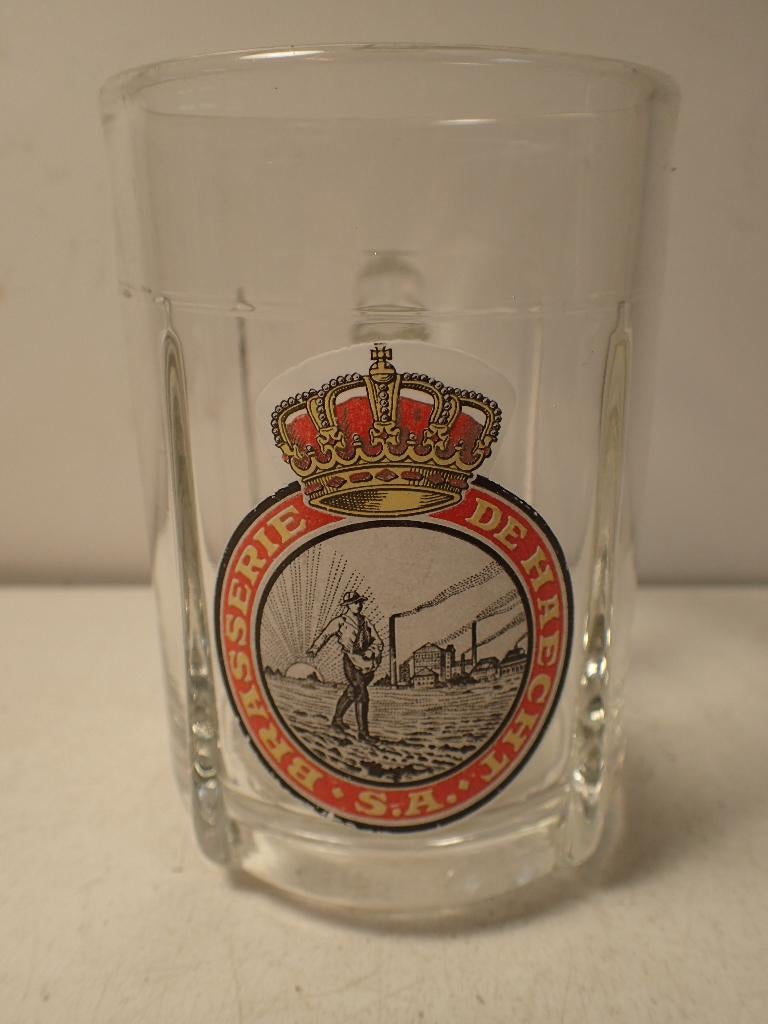 oud emaille glas brasserie de Haecht, Verzamelen, Ophalen of Verzenden, Gebruikt, Glas of Glazen, Overige merken