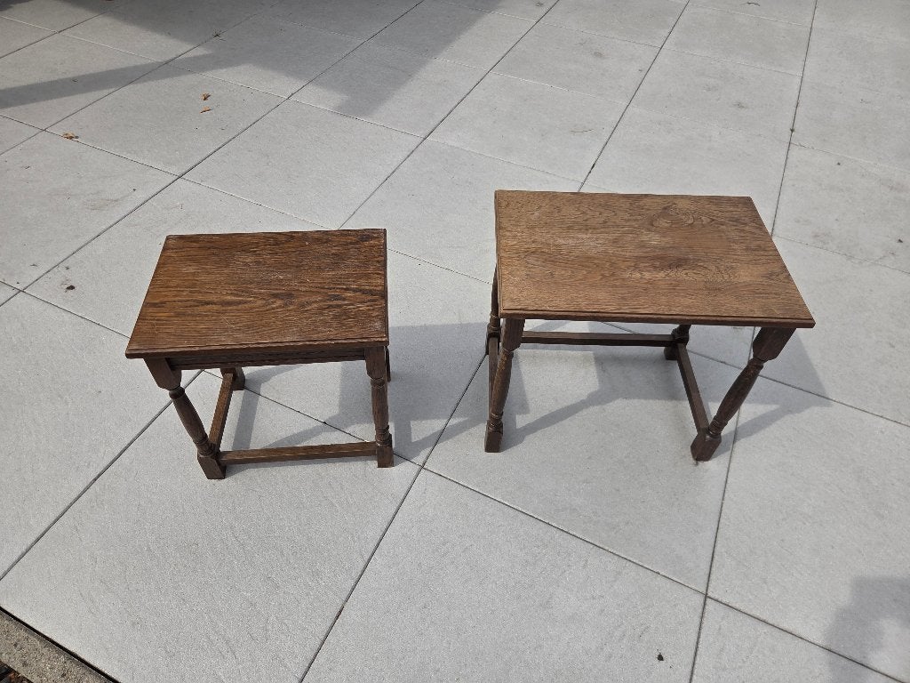 Bijzettafeltjes, Minder dan 55 cm, Gebruikt, Rechthoekig, Hout