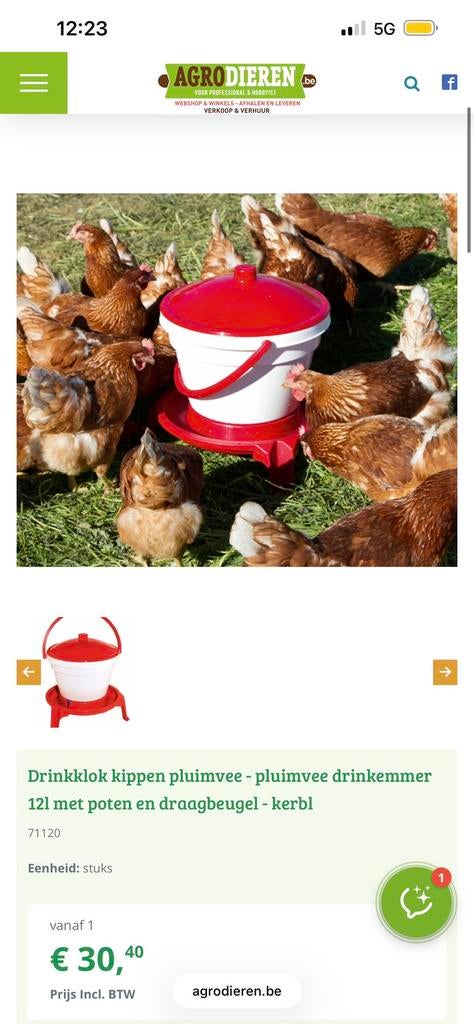 Drinkbak kippen, Animaux & Accessoires, Nourriture pour Animaux, Enlèvement, Volaille