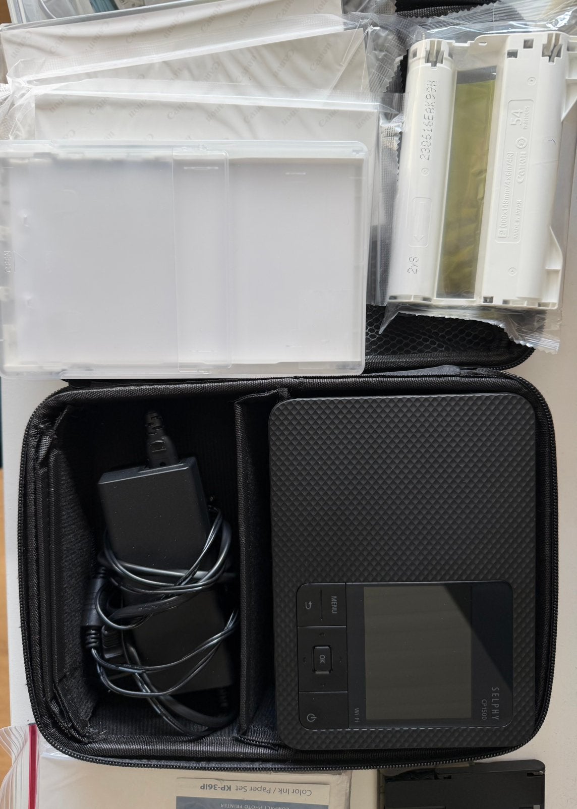 Canon SELPHY CP1500 met heel wat toebehoren, Enlèvement, Comme neuf, Canon, Housse de transport incluse