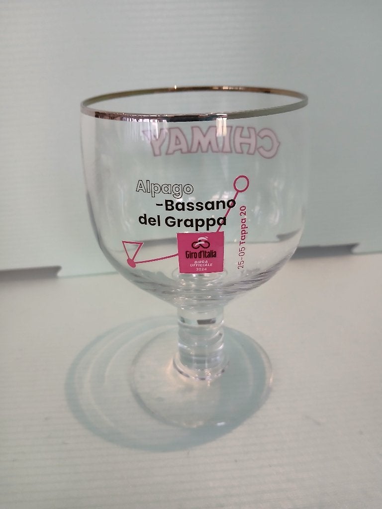 Verre sur pied CHIMAY étape 20 tour d'italy, Collections, Enlèvement ou Envoi, Comme neuf, Verre ou Verres, Autres marques