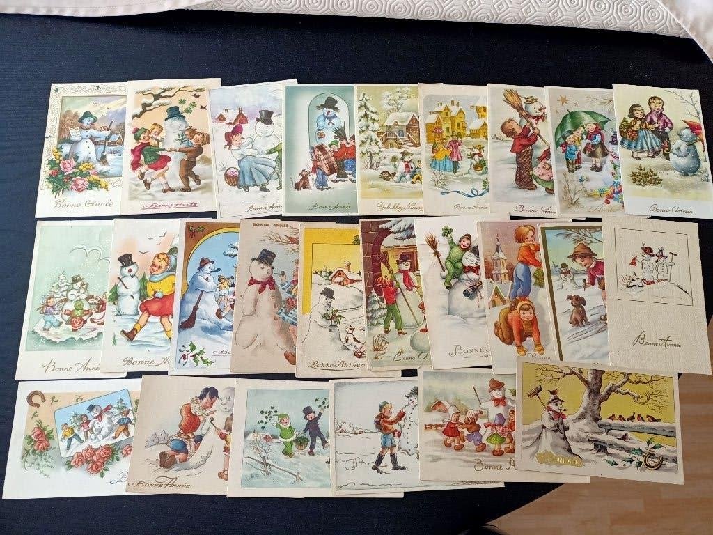 59 fantasie sneeuwmannen, Verzamelen, Postkaarten | Themakaarten, Ophalen of Verzenden