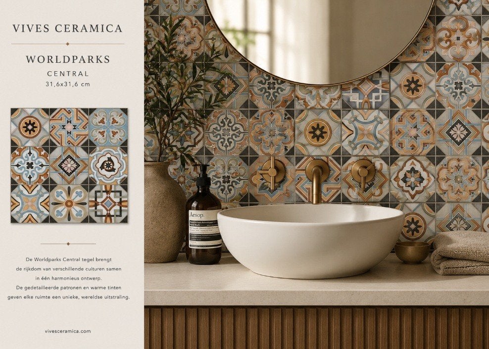 Vives worldparks central - Portugese tegels - vintage tegels, Envoi, Neuf, Moins de 140 cm, Moins de 70 cm