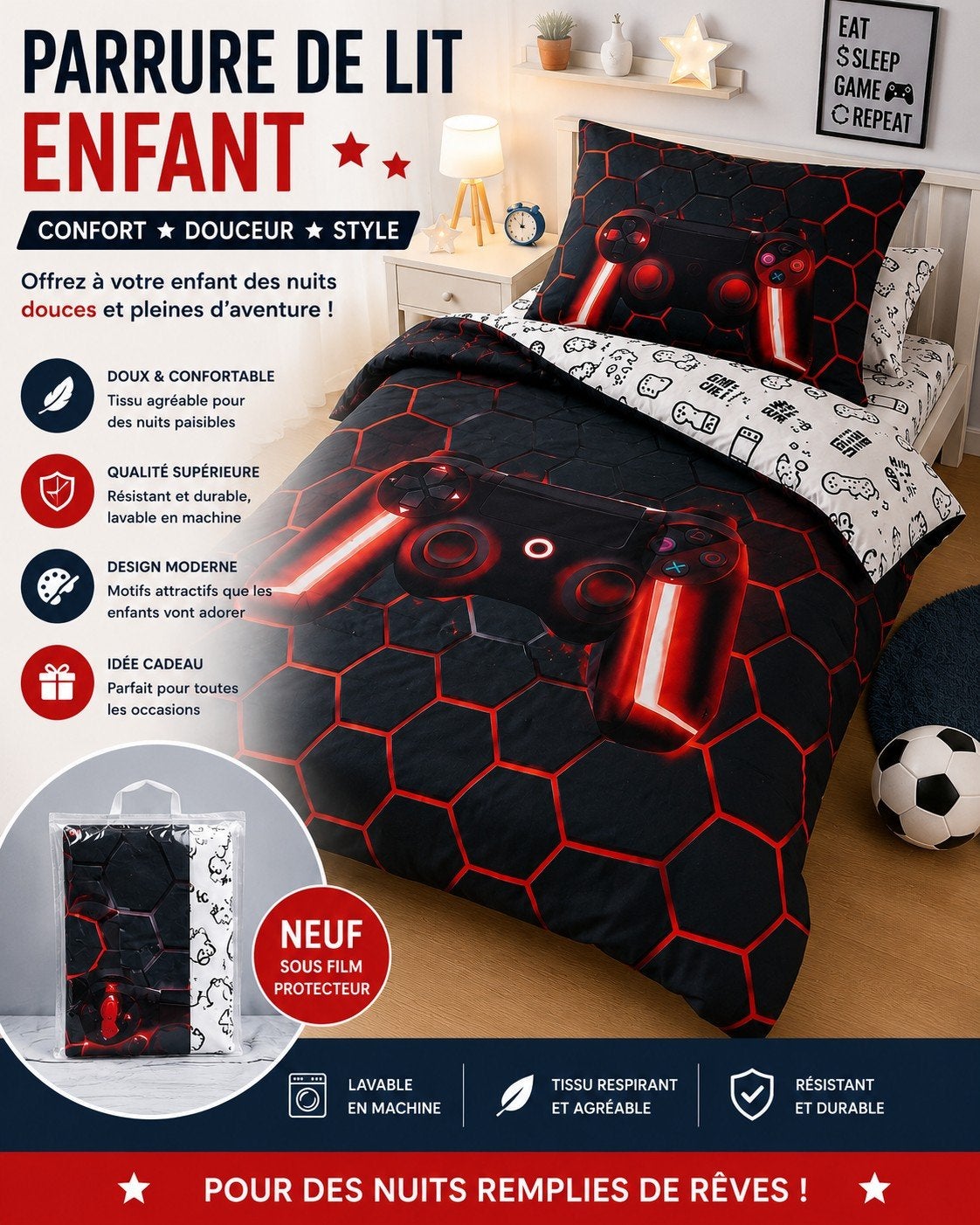 Neuf parrure lit gamer enfant, Enlèvement ou Envoi, Parure de lit