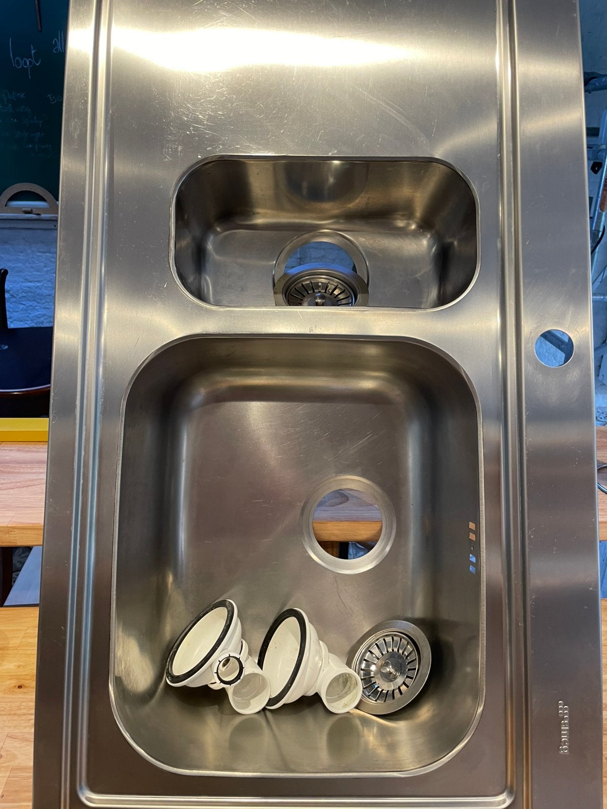 Smeg dubbele spoelbak lavabo wasbak inox opbouw, Ophalen, Gebruikt, 50 tot 100 cm, Minder dan 100 cm
