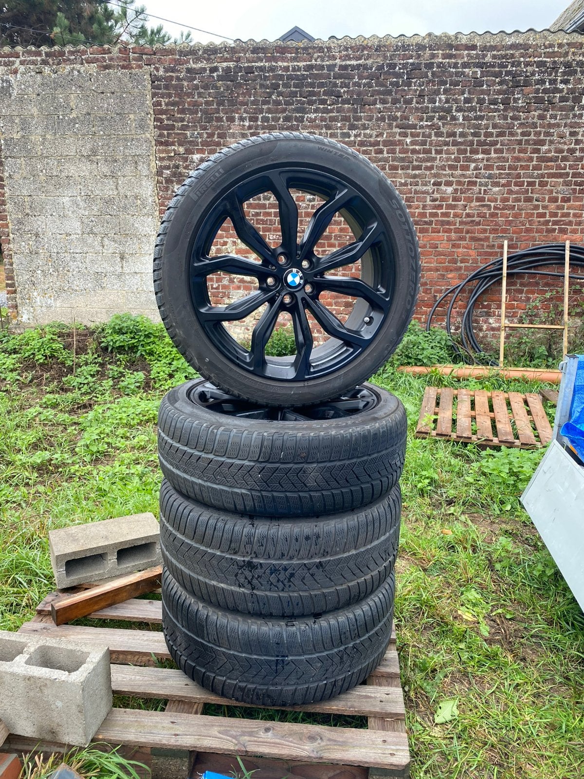 4jantes bmw x3 x4 original 20pouce + pneus hiver, Ophalen, Winterbanden, Band(en)