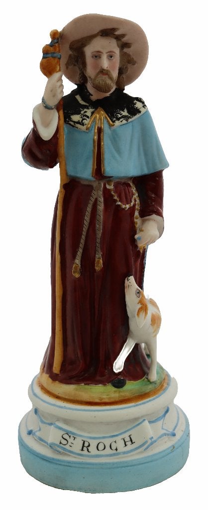 Porseleinen beeldje van Saint-Roch en zijn hond, Ophalen of Verzenden
