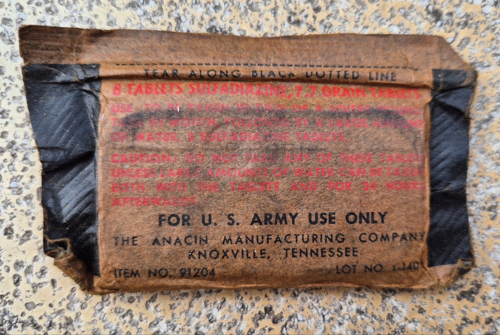 US WWII Medical Department Sulfadiazine Wound Tablets, Verzenden, Landmacht