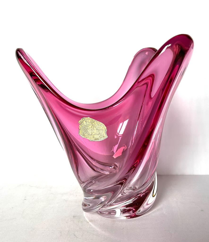 Val Saint Lambert vaas roze kristal, Ophalen of Verzenden