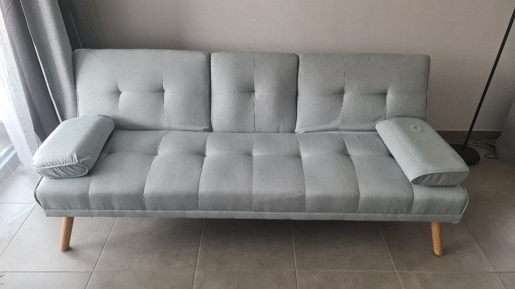 Slaapbank, Huis en Inrichting, Slaapkamer | Slaapbanken, Ophalen, Blauw, Tweepersoons, Zo goed als nieuw
