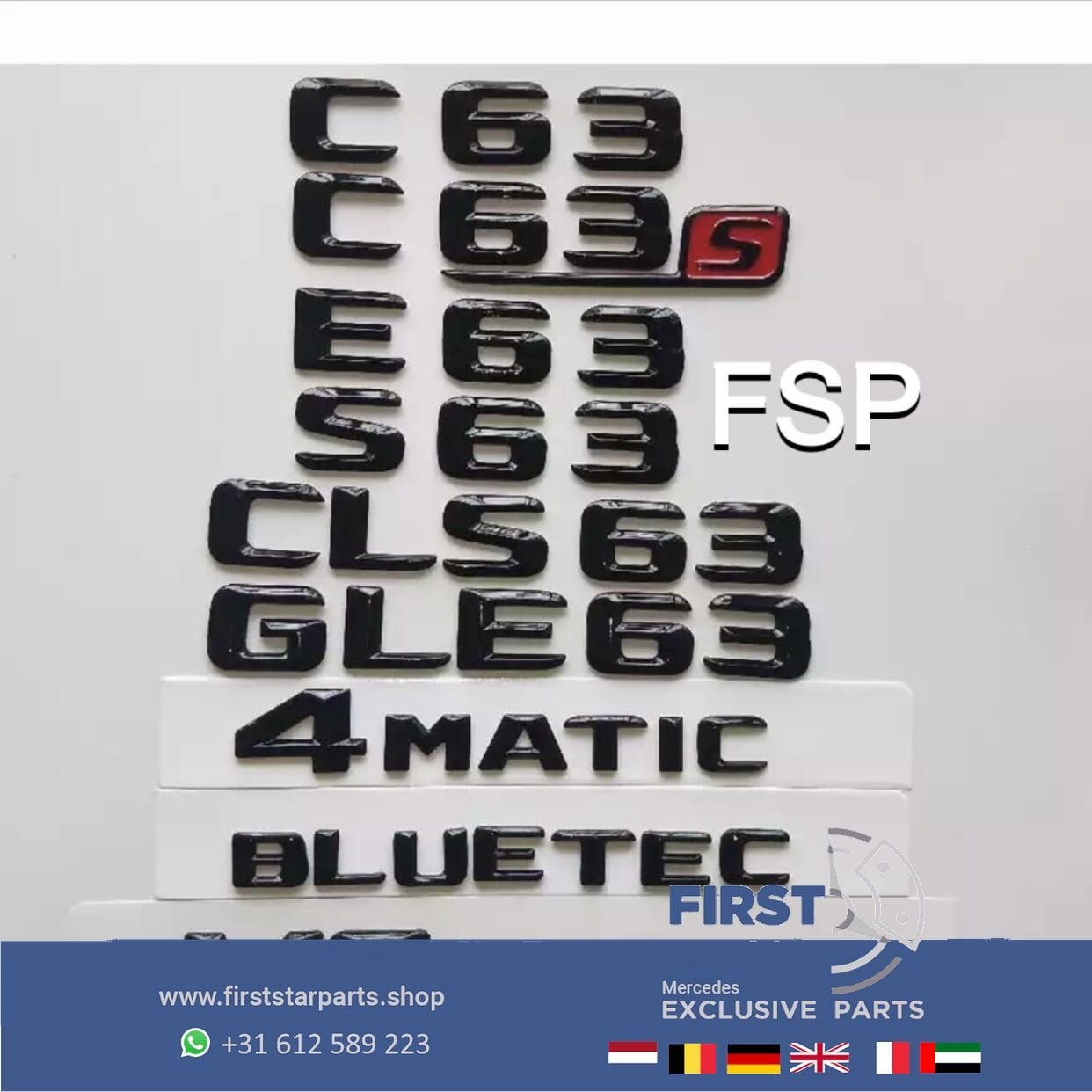 LETTERS W253 GLC63 AMG ZWART LOGO Mercedes GLC Klasse 63 201, Gebruikt, -, Ophalen of Verzenden, Achter