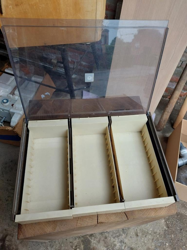 Porte-cassette vintage avec couvercle en verre fumé - 3 poch, Enlèvement