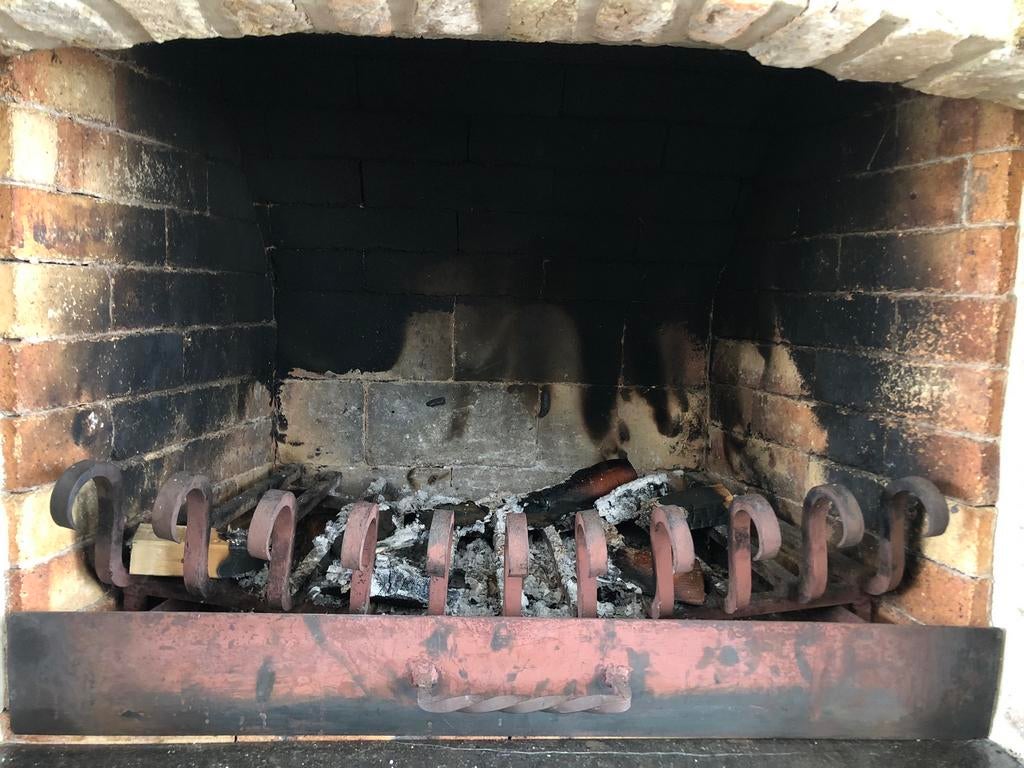 Asbak en hout houder haard, Huis en Inrichting, Haarden, Ophalen, Gebruikt, Inbouwhaard, Houthaard