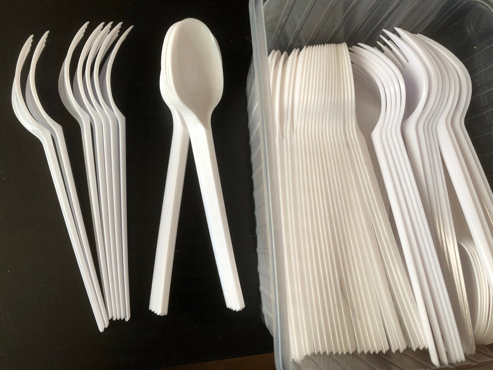 Set van plastieken vorkjes en lepels, Huis en Inrichting, Keuken | Bestek, Ophalen, Nieuw, Kunststof, Los bestek