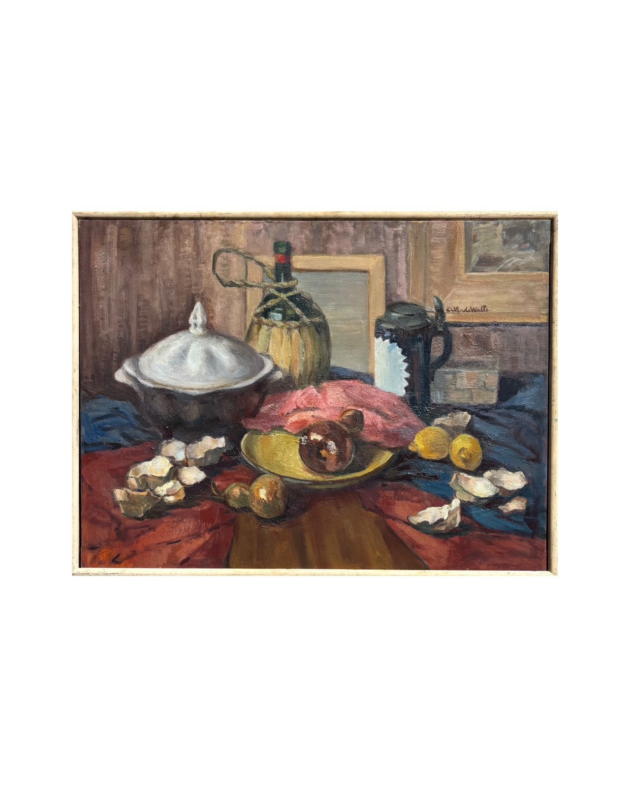 Oliefverfschilderij van keukenscène door Agnes Vande Walle, Antiek en Kunst, Kunst | Schilderijen | Klassiek, Ophalen, Doek, Stilleven