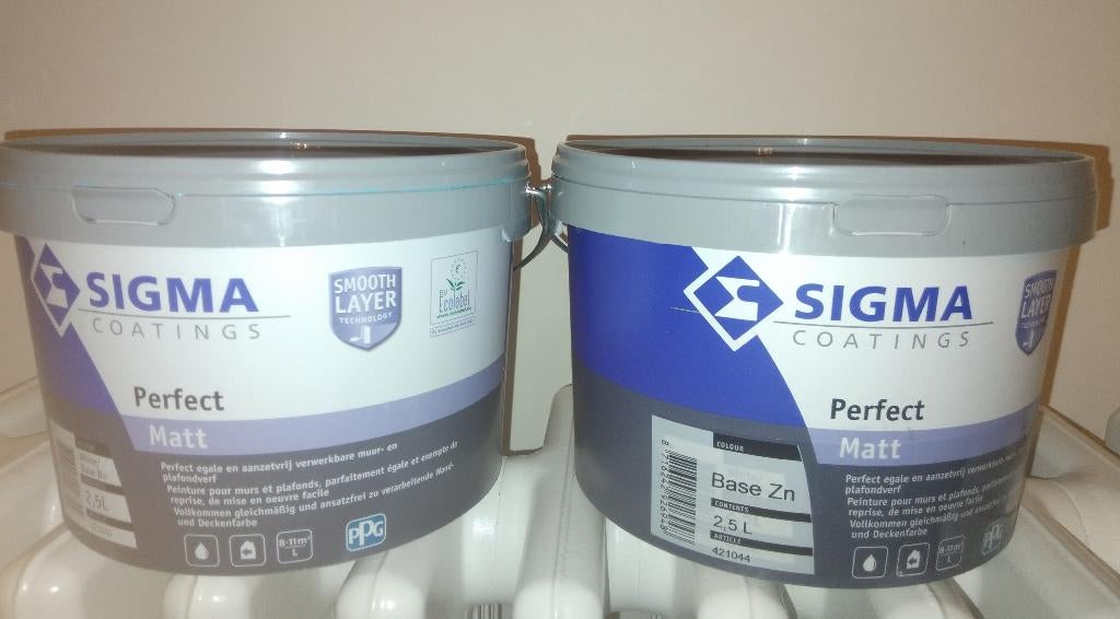 2 Sigma Coating Perfect Matt verfpotten van 2,5 liter, Doe-het-zelf en Bouw, Ophalen, Blauw, Nieuw, Verf