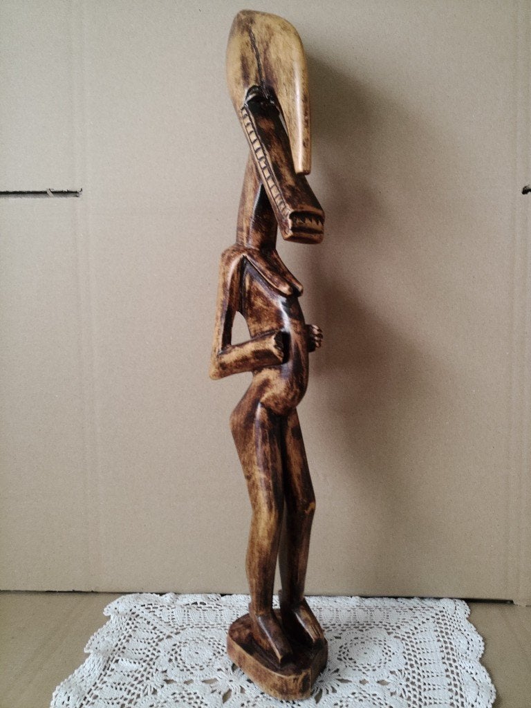 Statue de fertilité africaine 56 cm Sénoufo Côte d'Ivoire ?, Antiquités & Art, Afrique, Enlèvement ou Envoi, Brun, Bois