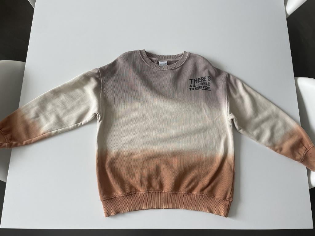 Wit, beige bruine sweater maat 128, Kinderen en Baby's, Kinderkleding | Maat 128, Trui of Vest, Ophalen of Verzenden, Zo goed als nieuw