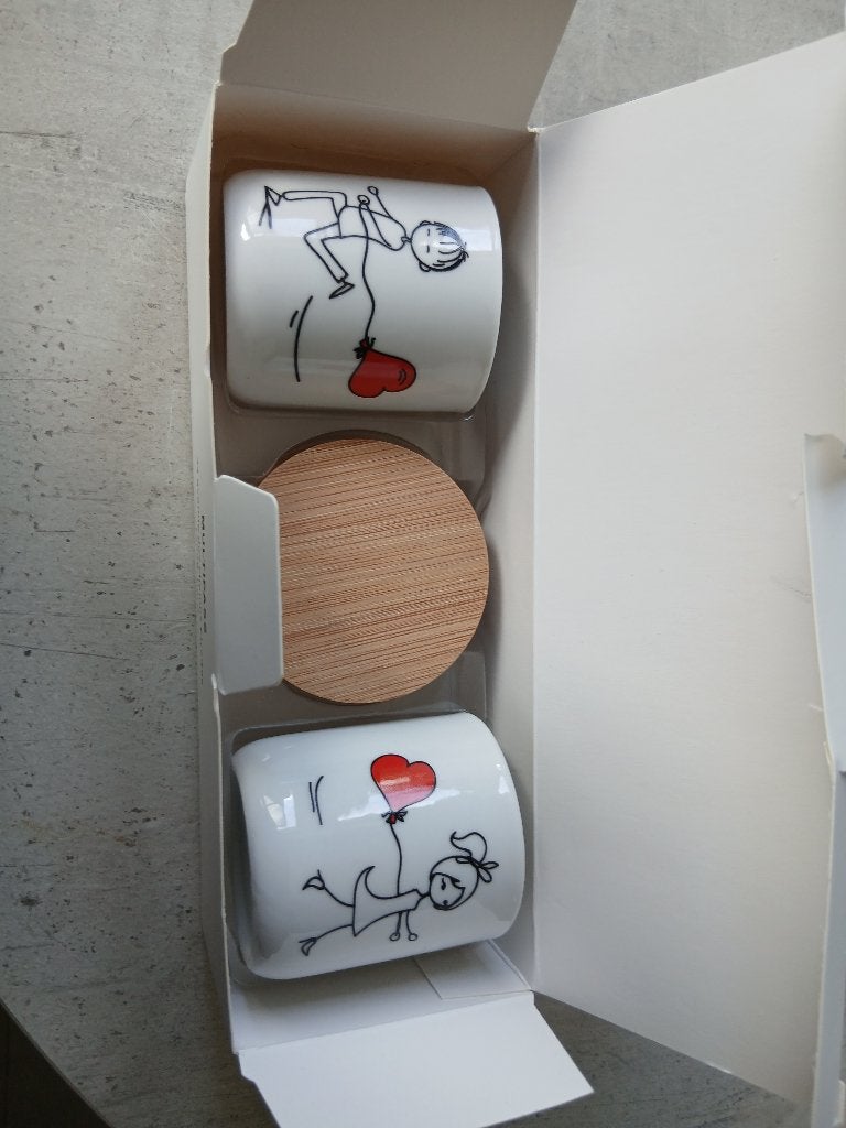 coffret duo de tasses "Toi et Moi", Collections, Porcelaine, Cristal & Couverts, Neuf, Bois, Enlèvement ou Envoi