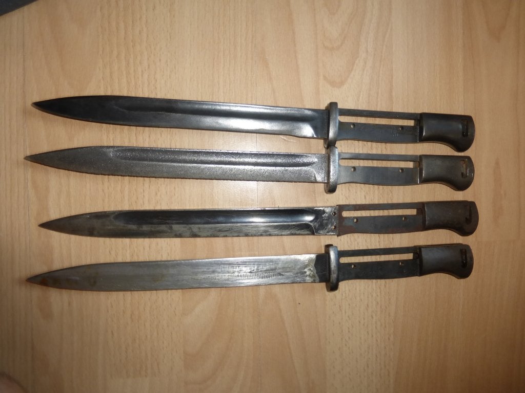 Baionnette Mauser 84/98 3e type  ww2 abimées   Lot de 4, Envoi, Armée de terre, Couteau ou Poignard