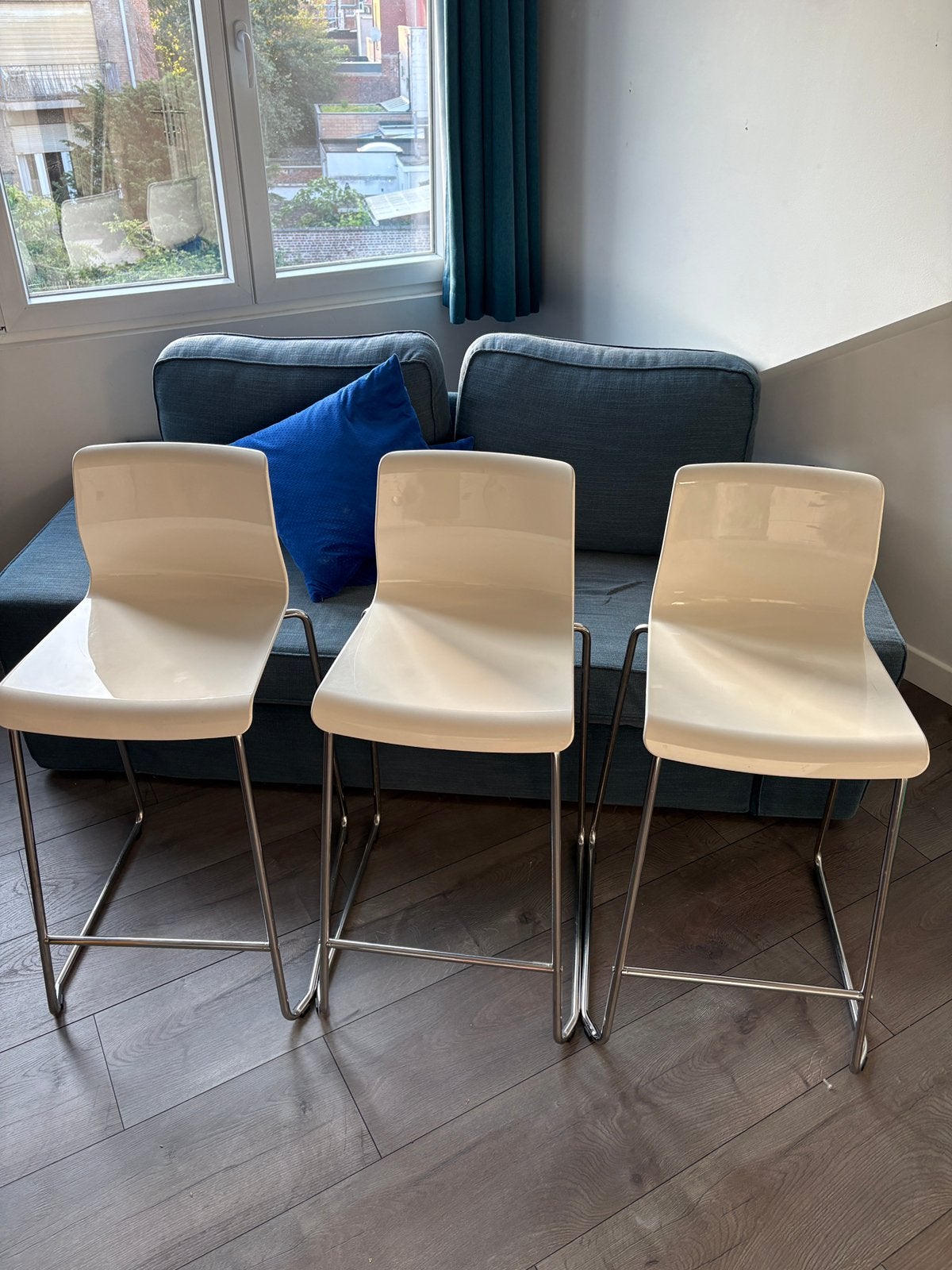 Vier barkrukken GLENN, Huis en Inrichting, Ophalen, Gebruikt, Wit, Vier