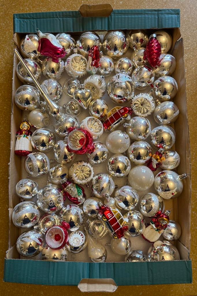 Lot nostalgische kerstballen, retro kerstversiering, piek, Diversen, Ophalen, Gebruikt