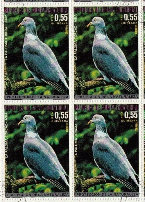 Timbres Animaux oiseaux Guinée Equat, Envoi, Affranchi
