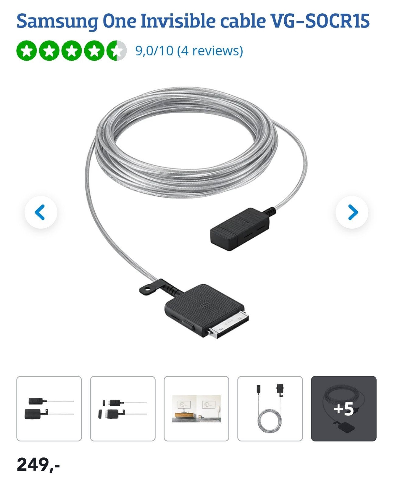 Samsung One Invisible cable VG-SOCR15, Audio, Tv en Foto, Audiokabels en Televisiekabels, Ophalen of Verzenden, Gebruikt, 2 tot 5 meter