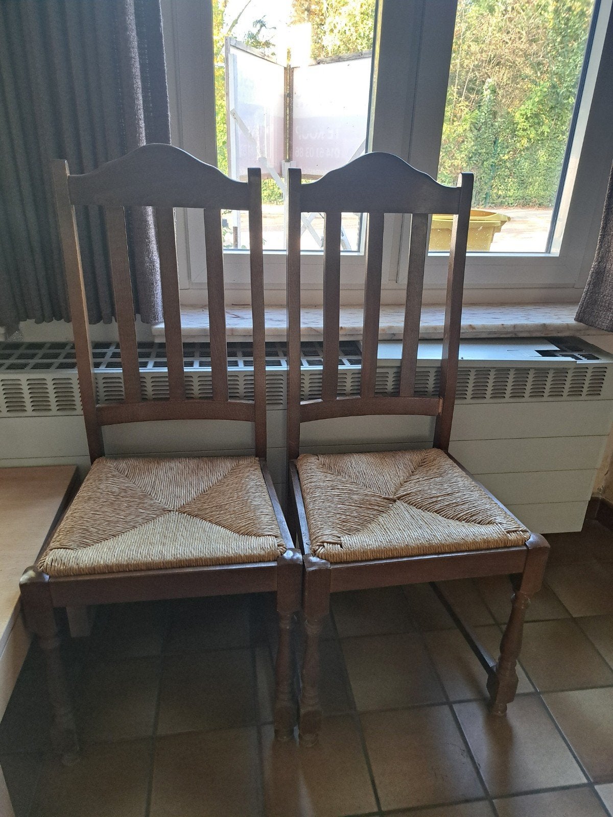 houten stoelen met rieten zitting, Huis en Inrichting, Ophalen, Bruin, Hout, Vijf, Zes of meer stoelen
