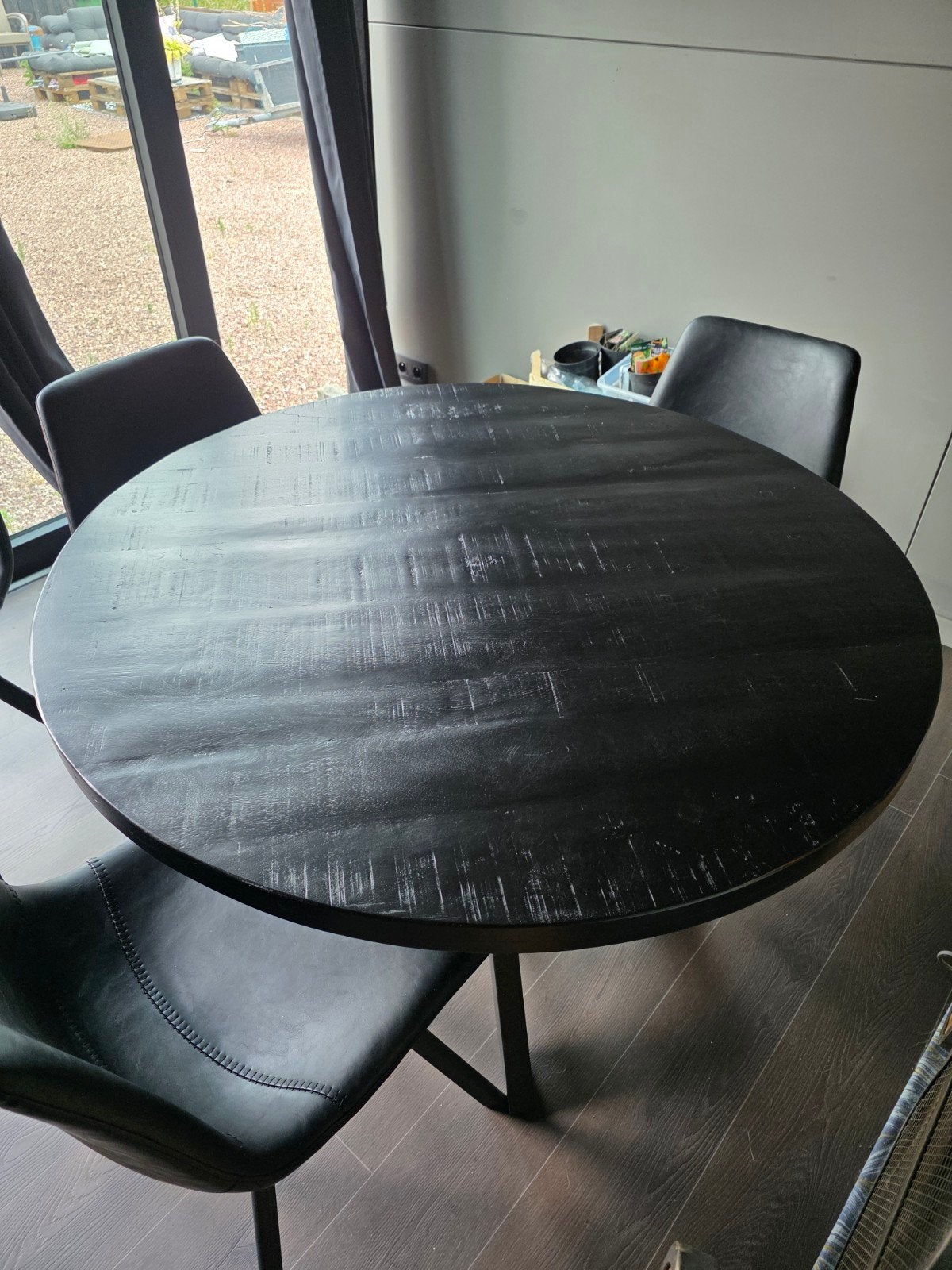 eettafel zwart mangohout, Huis en Inrichting, Tafels | Eettafels, Ophalen, Rond, Nieuw, Vier personen