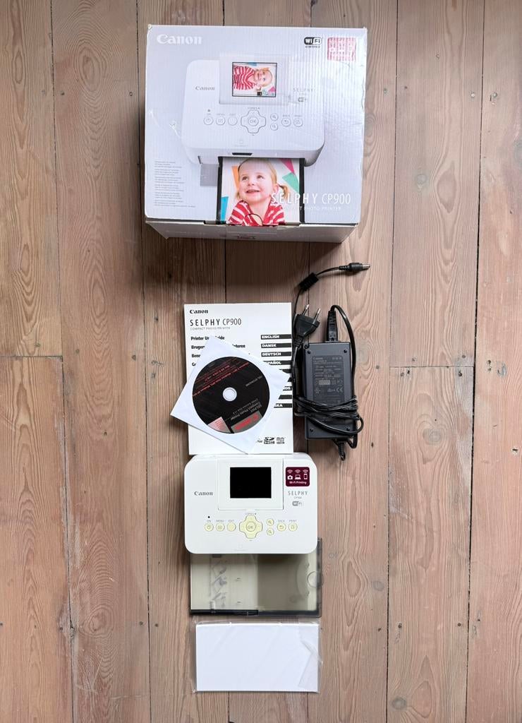 Canon Selphy CP900 mobiele fotoprinter wit Wifi compleet., Ophalen, Zo goed als nieuw, Printer