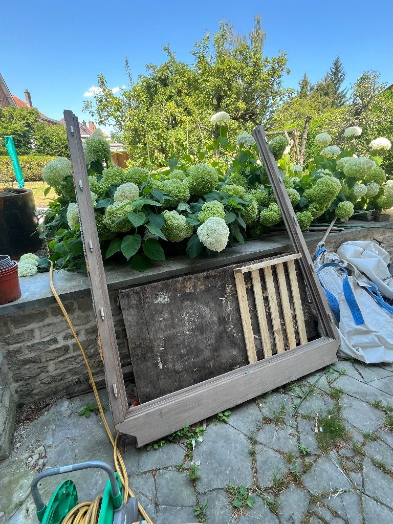 Houten deur Afromosia, Ophalen, Glas, 120 cm of meer, 215 cm of meer