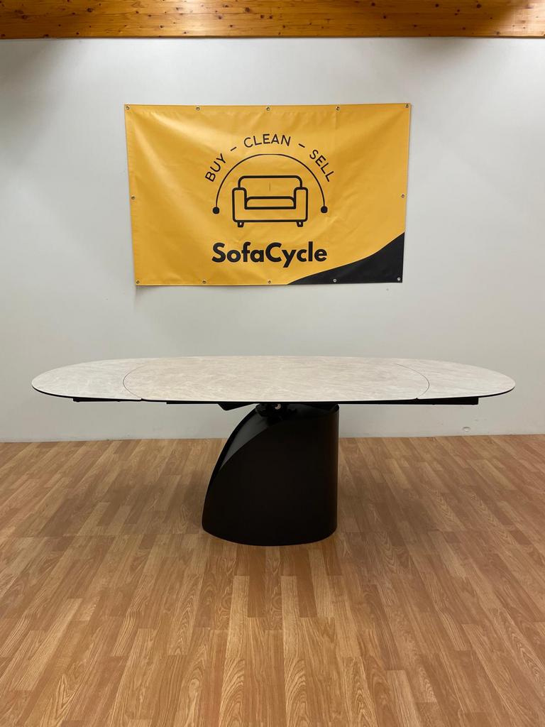 Uitschuifbare keramische eettafel met glazen blad  – NIEUW, Huis en Inrichting, Tafelonderdelen, Glas, Ophalen of Verzenden