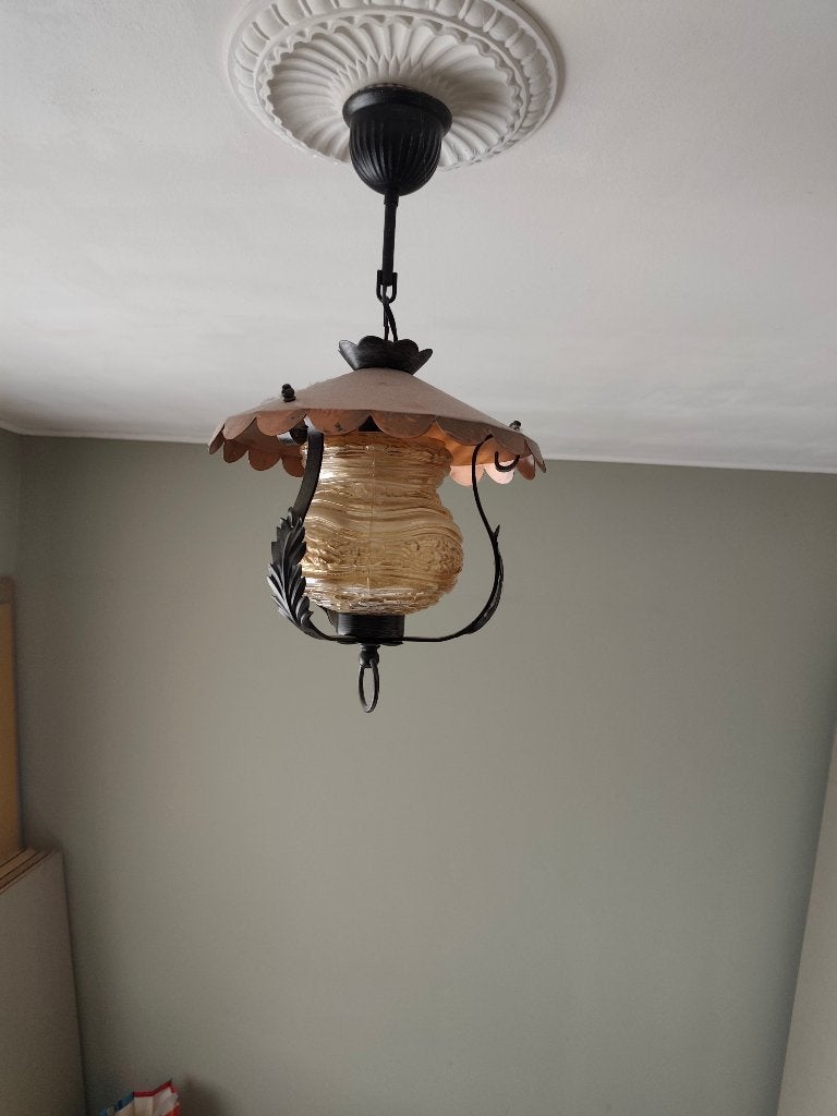vintage plafondlamp, Huis en Inrichting, Gebruikt, Vintage, Zwart, Ophalen of Verzenden