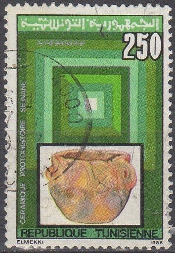 Tunesië - Aardewerk uit Sejnane - 1986, Postzegels en Munten, Ophalen of Verzenden, Tunesië, Gestempeld