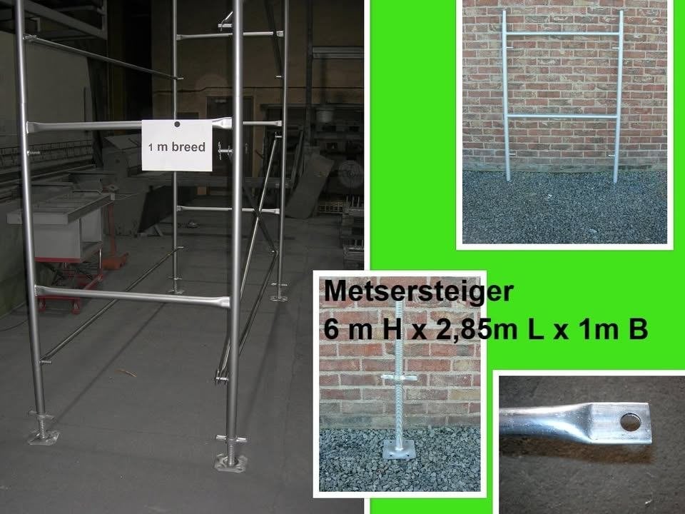 METSERSTEIGER 6 m hoog x 2,85 m lang x 1 m breed - stelling, Doe-het-zelf en Bouw, Ophalen, Nieuw, Gevelsteiger, 5 meter of hoger