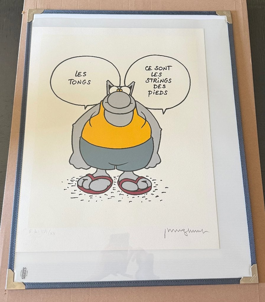 Sérigraphie Le chat  Geluck : Tongs, Enlèvement ou Envoi