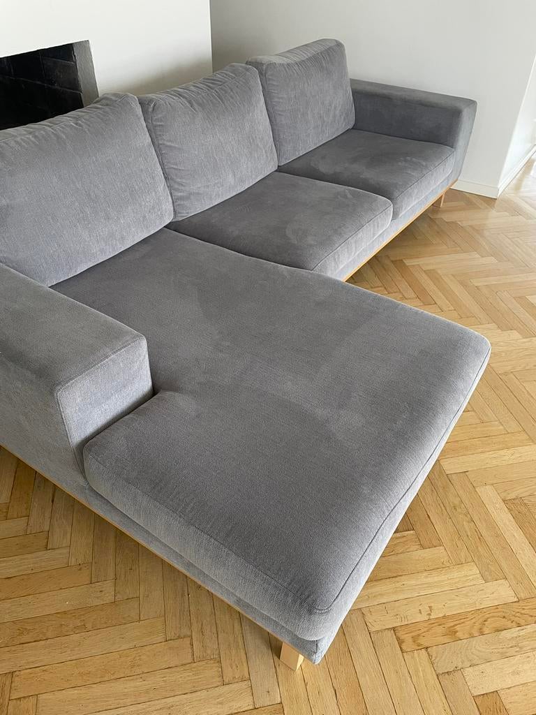 Canapé d’angle VOX REPOS gris – bon état, 250 à 300 cm, Quatre personnes ou plus, 125 à 150 cm, Enlèvement